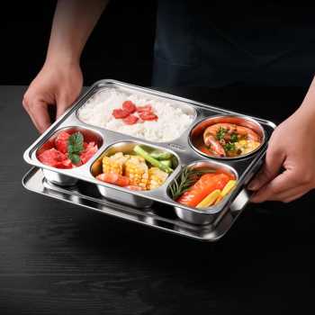 Gambar produk Januel Kotak Makan Fast Food Tray Container Stainless Steel 304 5 Grid - Jn71
