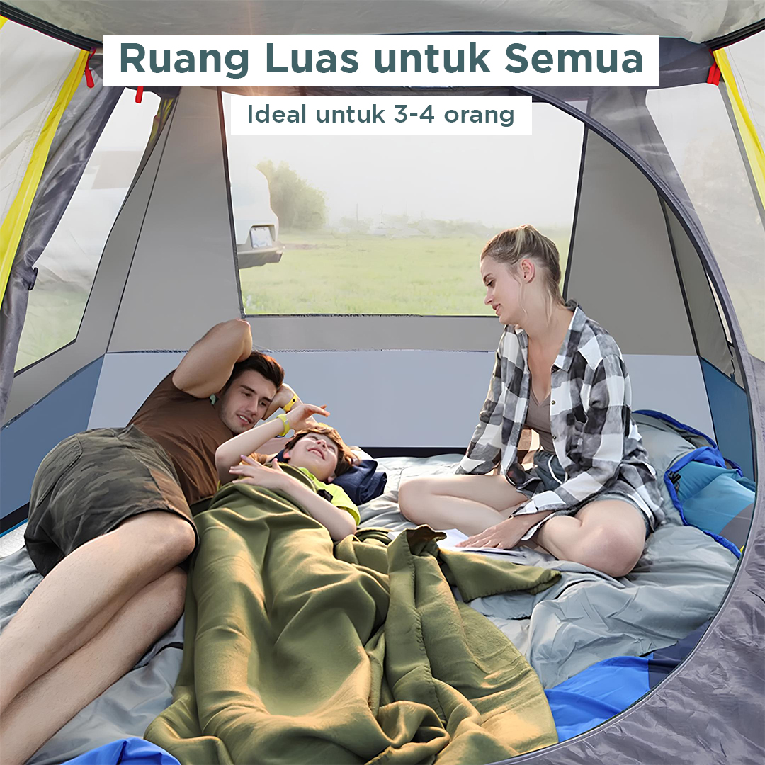 Gambar produk HOUKAI Tenda Camping Lipat Otomatis 3-4 Orang Waterproof - YZTP