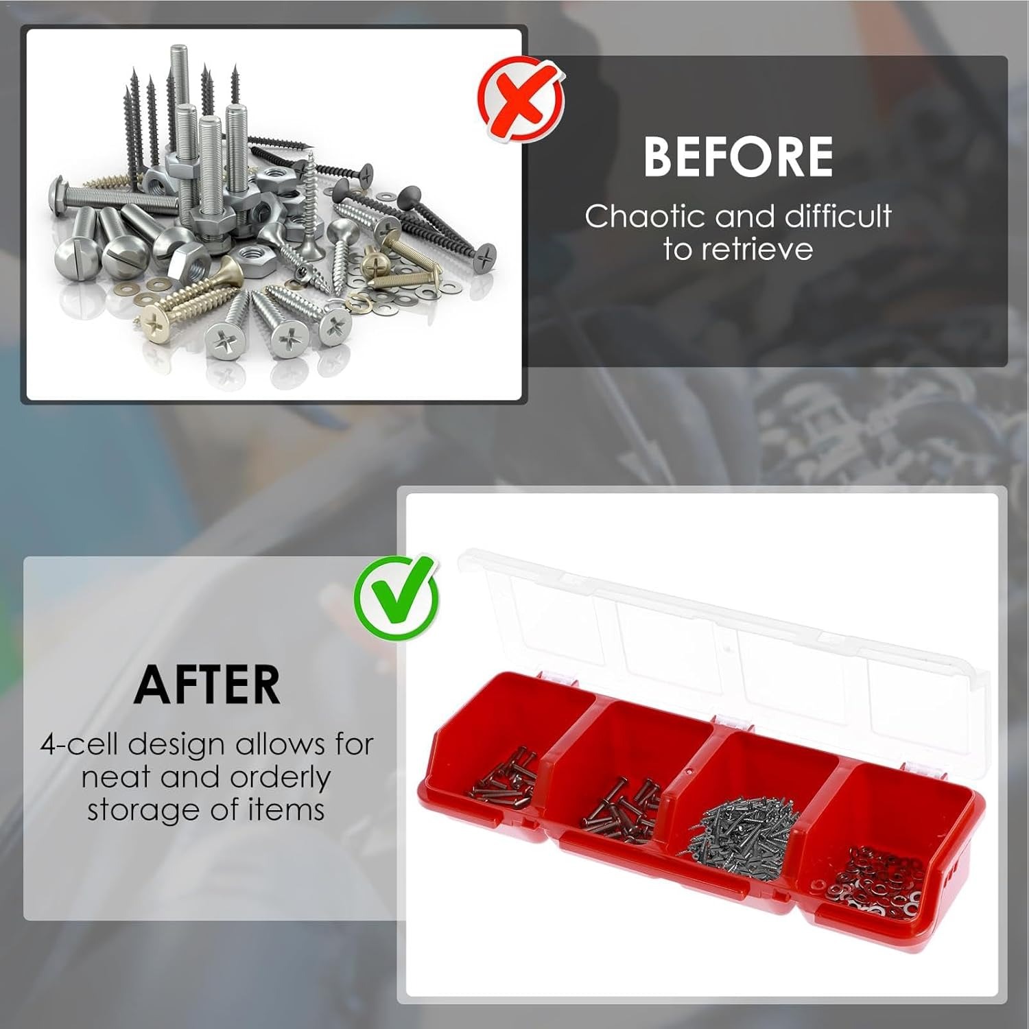 Gambar produk FMB Kotak Penyimpanan Baut Multi Compartment Organizer Box Screws - INU115