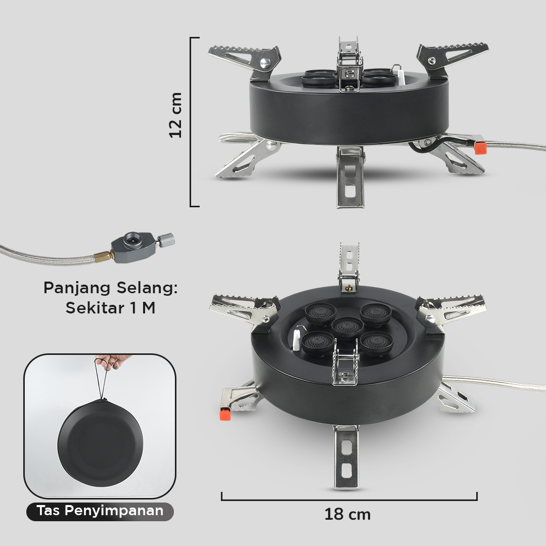 Gambar produk Mounchain Kompor Gas Portable Lipat Outdoor 5 Burner Camping Stove - MC545