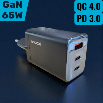 Gambar produk Toocki Kepala Charger USB Fast Charging Multi Port PD QC 4.0 GaN 65W - TCT65-22EU