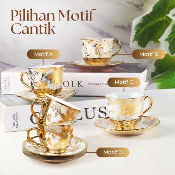 Gambar produk SF Set Cangkir Kopi Keramik 6in1 Electroplating Tea Coffee Cup 100ml C - SF141
