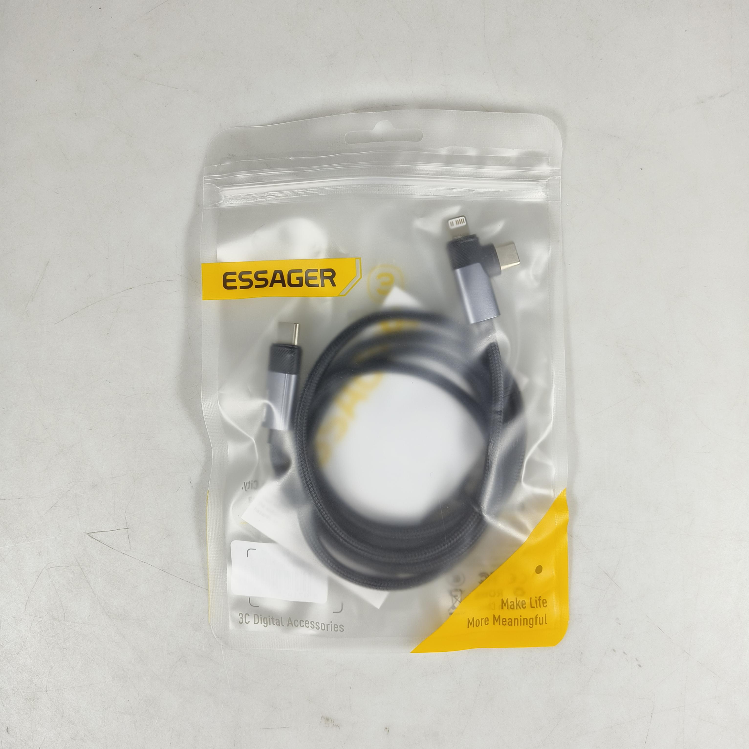 Gambar produk ESSAGER Kabel Data 2in1 Type C Lightning Fast Charging Braided 3A 65W 2M - ES-X59