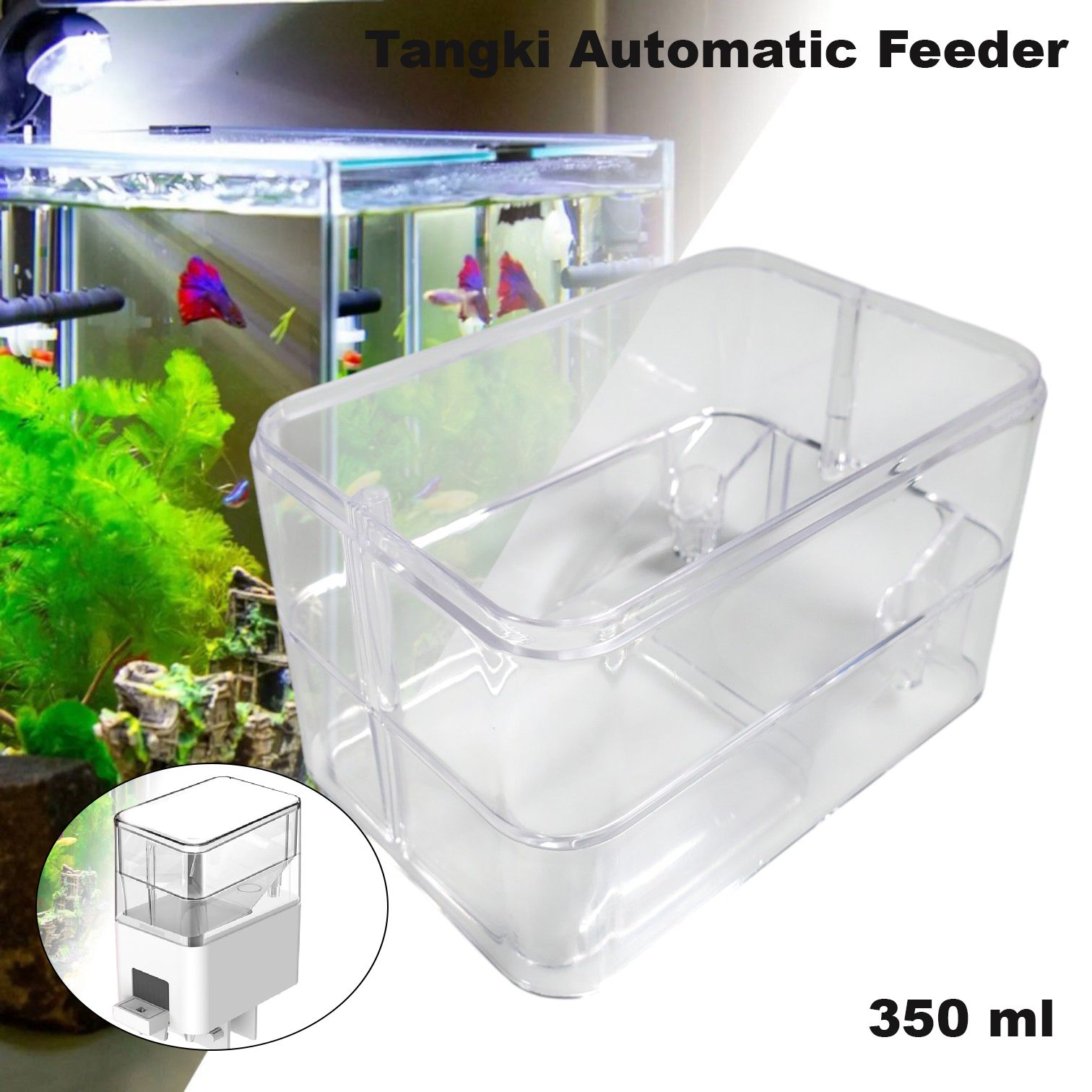 Gambar produk MFALI Tangki Pemberi Makan Otomatis Ikan Automatic Feeder Tank 350 ml - M129