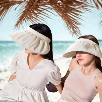 Gambar produk Kaka Topi Pantai Anti UV Wanita Sun Visor Hat Waterproof Polyester - CX3-011