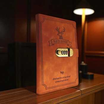 Toddi Buku Jurnal Leather Notebook Diary 80GSM 265 Halaman with Lock - TD-A5