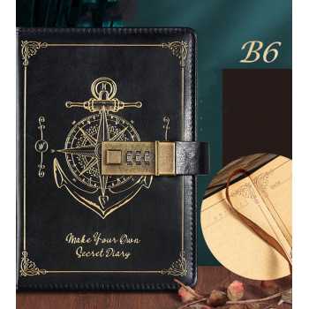 Pirates Buku Jurnal Leather Vintage B6 200 Halaman Grid with Lock - INU148