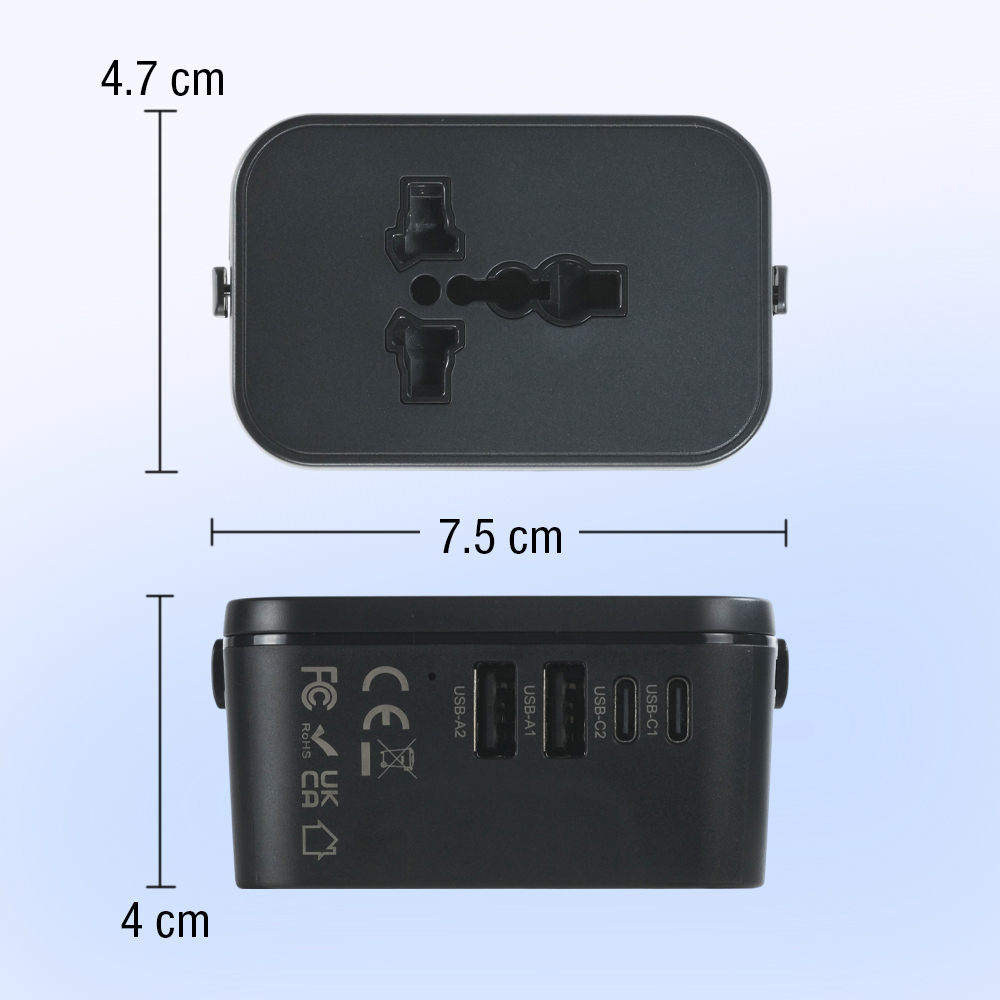 Gambar produk LENCENT Universal Travel Adaptor Multi Port USB Type C UK EU USA 20W - HHT205