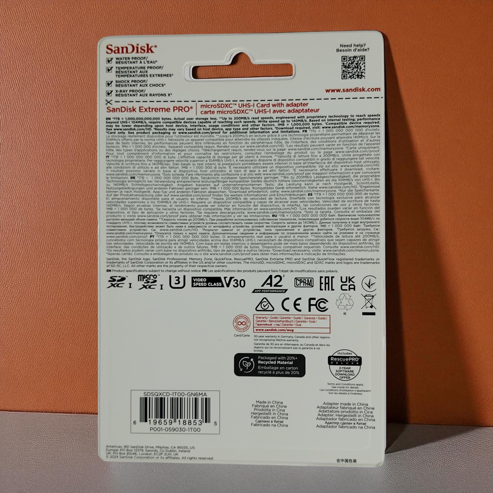 Gambar produk SanDisk Extreme Pro microSDXC UHS-I A2 V30 200MB/s 1TB-SDSQXCD-1T00
