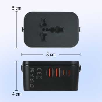 Gambar produk LENCENT Universal Travel Adaptor Multi Port USB Type C UK EU USA 3A - HHT205