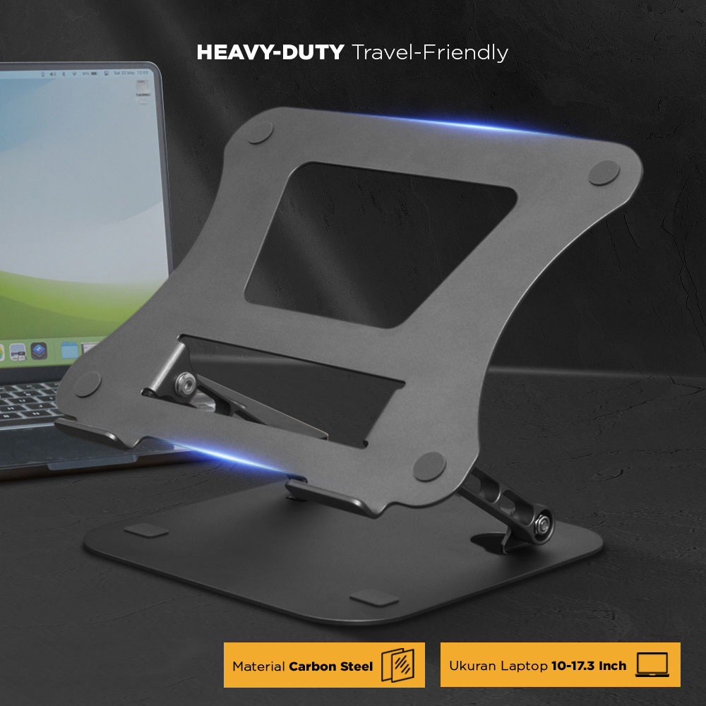 Gambar produk TWISTER Laptop Stand Foldable Adjustable N16 Carbon Steel 10-17.3 Inch - TS10
