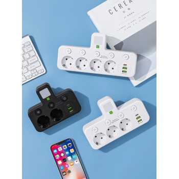 Gambar produk PLUGO Stop Kontak 4 Lubang USB Type C EU Plug 10A 110-250V 2500W - EU-8625UL