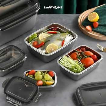 Gambar produk TaffHOME Kotak Makan Anti Tumpah Reguler Lunch Box Stainless Steel 304 1500ml - Slyz52