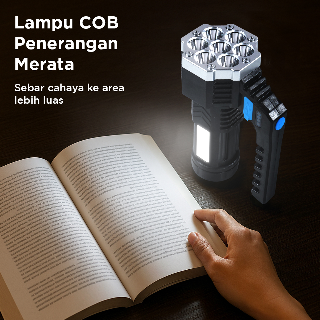 Gambar produk TANJE Senter LED USB Rechargeable Flashlight XPE 7 Head COB Light - T700