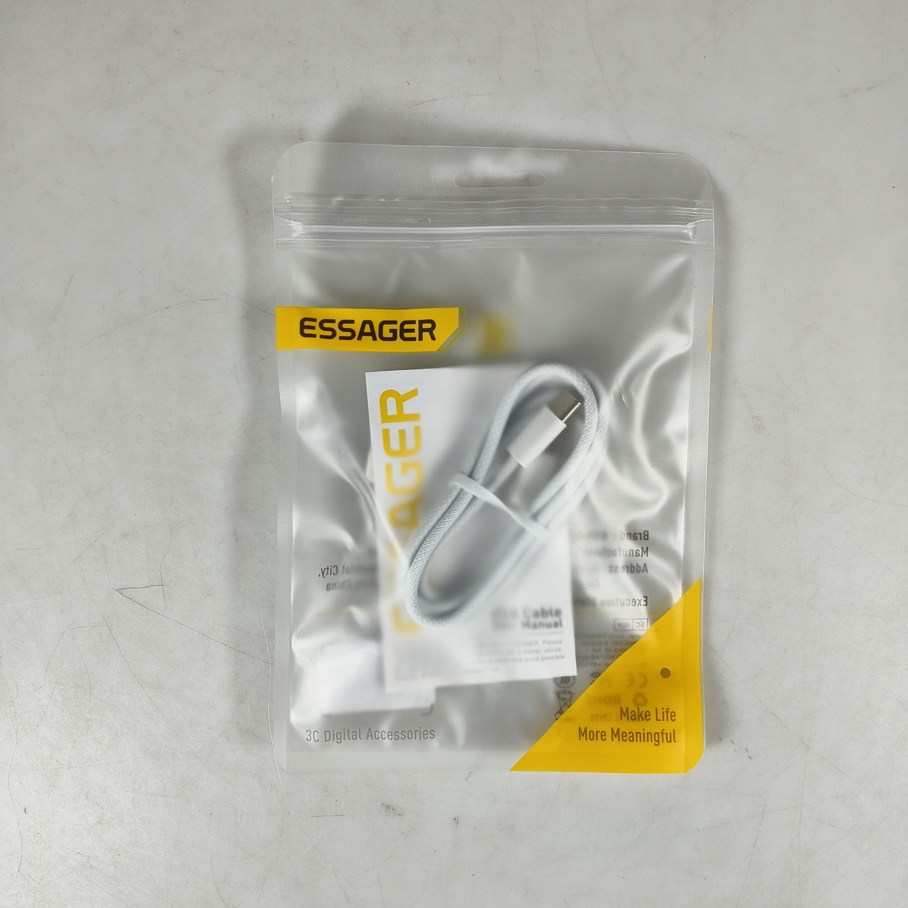 Gambar produk ESSAGER Kabel Data Type C to Type C PD Fast Charging Braided 60W 1M - EXCTT2-JS02-P