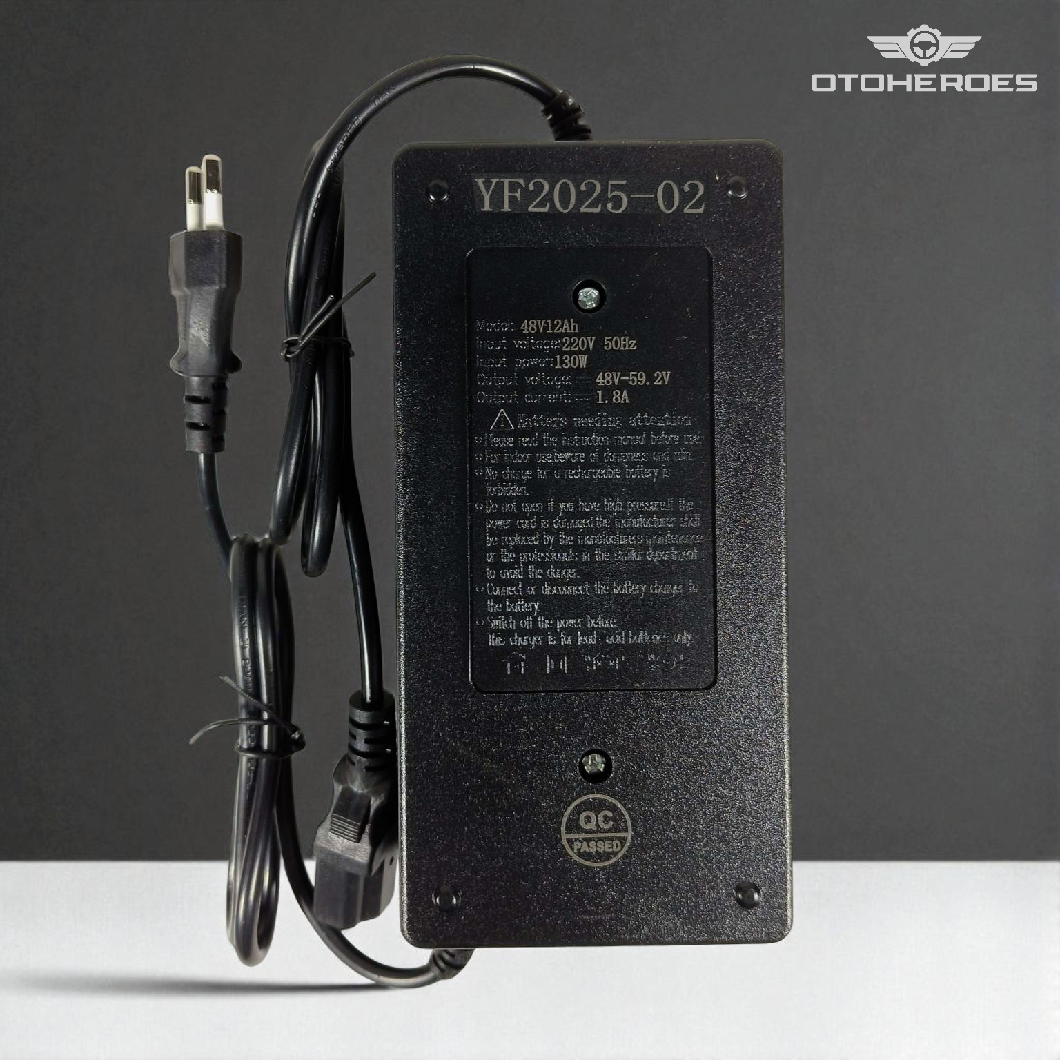 Gambar produk OTOHEROES Charger Aki Sepeda Listrik Smart Battery Charger Portable 48V 12Ah - YF2025