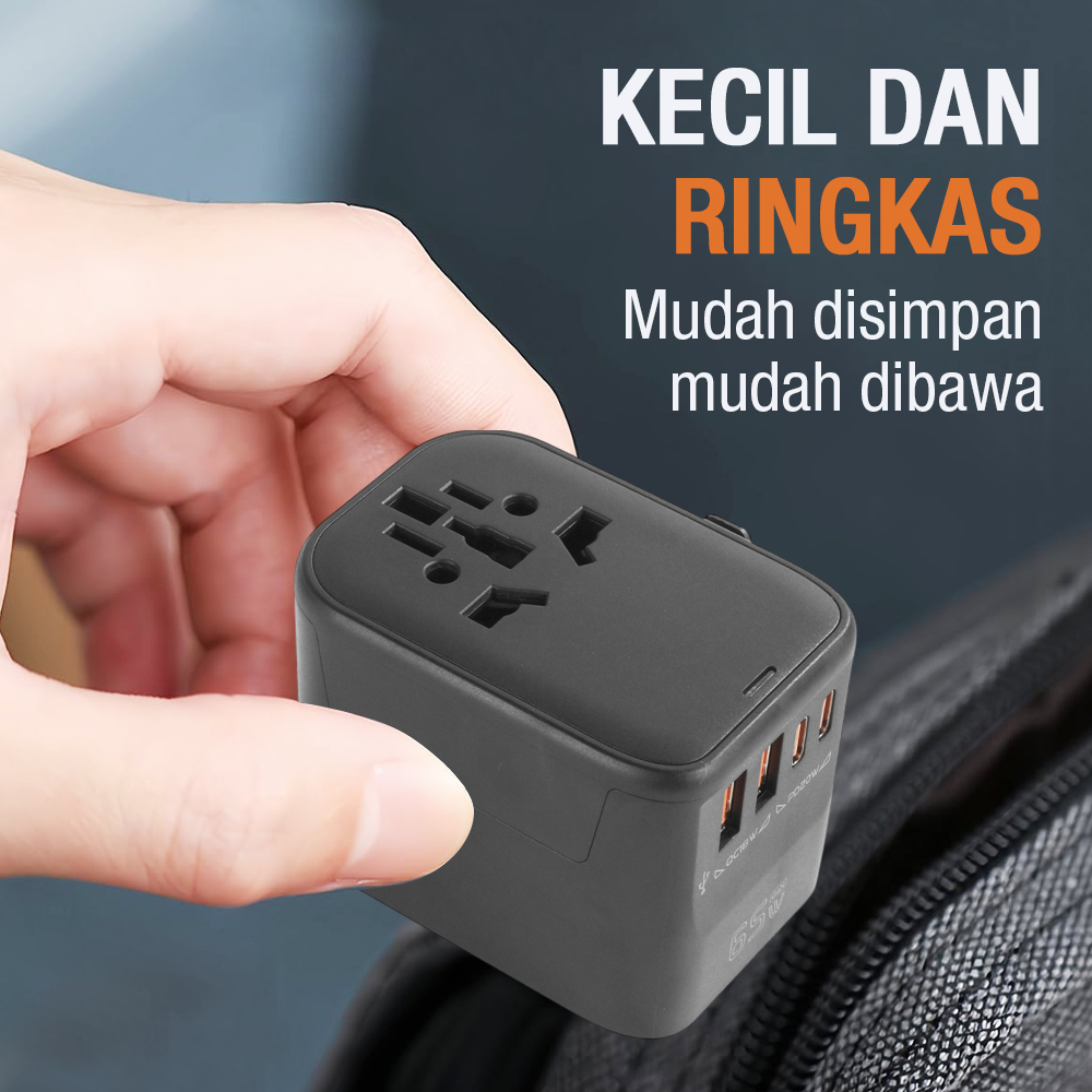 Gambar produk LENCENT Universal Travel Adaptor Multi Port USB Type C UK EU USA 65W - HHT906