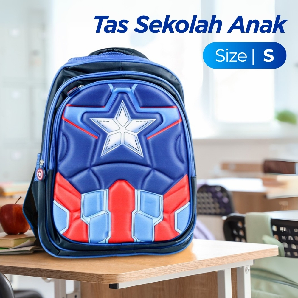 Gambar produk JINMA HONGJIA Tas Sekolah Anak Karakter Kartun Captain America S - KKH001