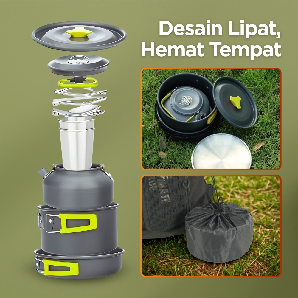Gambar produk Yofeil Set Alat Masak Outdoor Camping Nesting Cooking Set Aluminium - DS-308