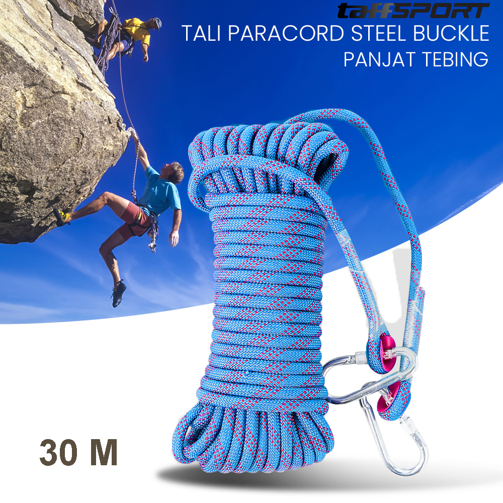 Gambar produk TaffSPORT Tali Paracord Panjat Tebing Climbing Rope Steel Buckle 10mm Panjang 30M - 24KN