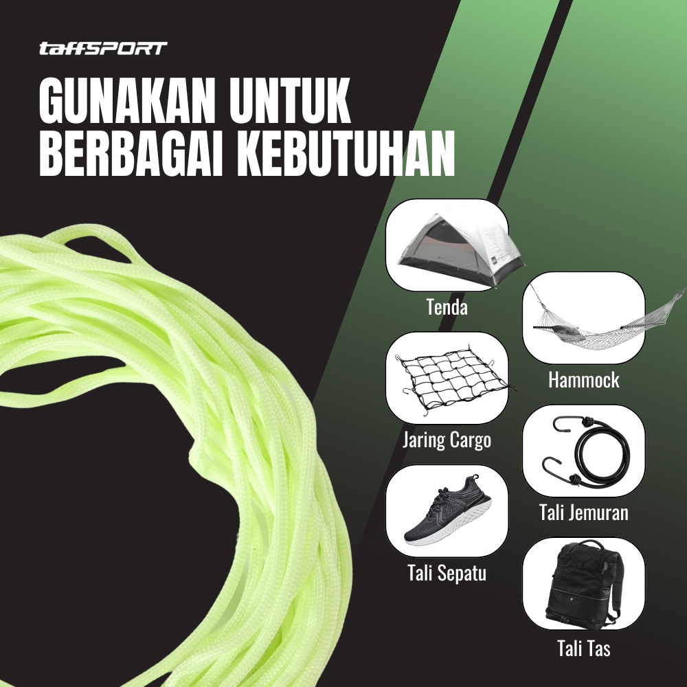 Gambar produk TaffSPORT Tali Paracord Tenda Camping Luminous 7 Core 4mm 10M - SS02