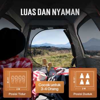 Gambar produk YTZP Tenda Camping Lipat Otomatis 3-4 Orang Single Layer Waterproof - TH-34