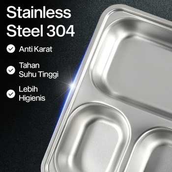 Gambar produk Januel Kotak Makan Fast Food Tray Container Stainless Steel 304 5 Grid - Jn71