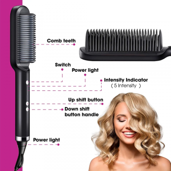 Gambar produk POURCARE Sisir Catok Pelurus Rambut Hair Straightener Brush 45W - ML-909