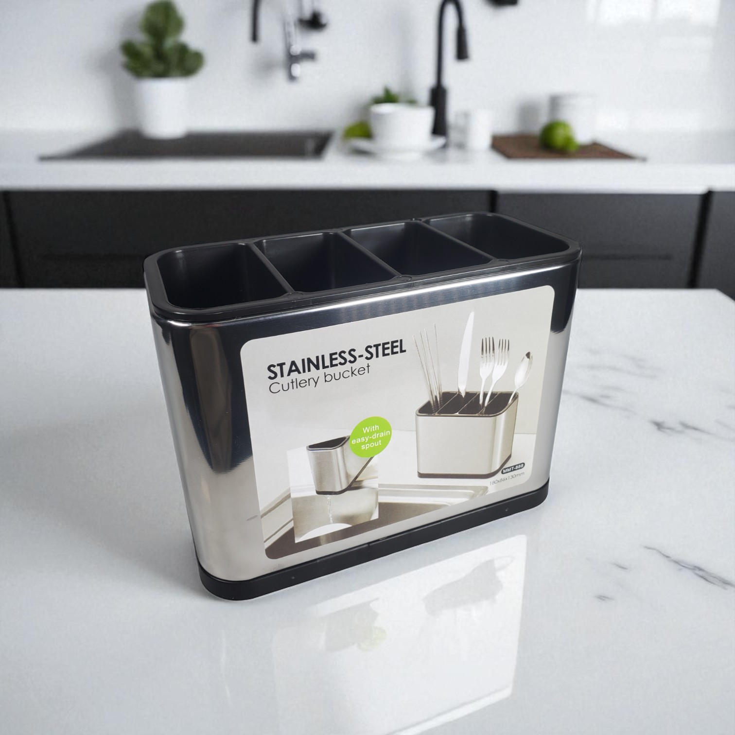 Gambar produk Gulegula Tempat Sendok Garpu Stainless Steel Cutlery Holder 4 Slot - BY-889
