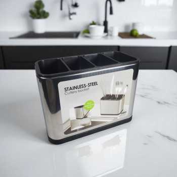 Gambar produk Gulegula Tempat Sendok Garpu Stainless Steel Cutlery Holder 4 Slot - BY-889