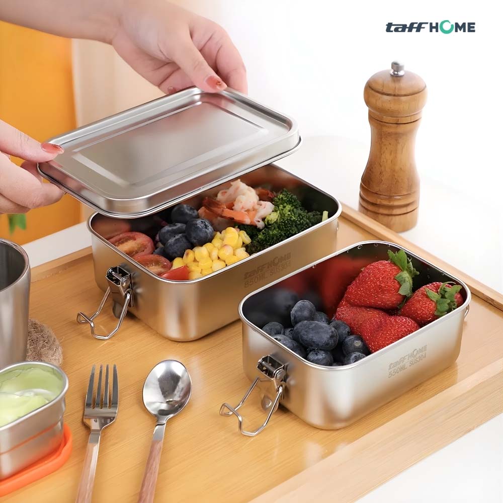 Gambar produk TaffHOME Kotak Makan Lunch Box Stainless Steel Single Layer 550ml - UP55