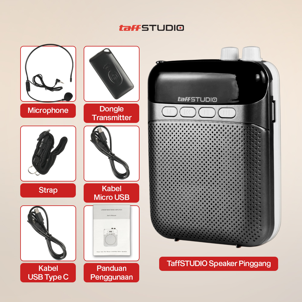 Gambar produk TaffSTUDIO Speaker Pinggang Bluetooth Voice Amplifier Wireless 8W - S26