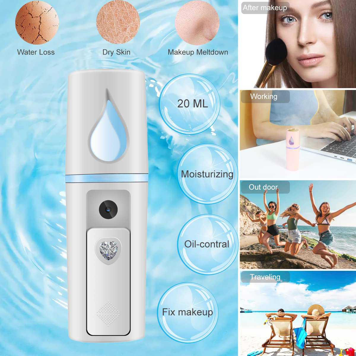 Gambar produk ICOCO Steamer Muka Nano Spray Humidifier Mist Atomization - L-2