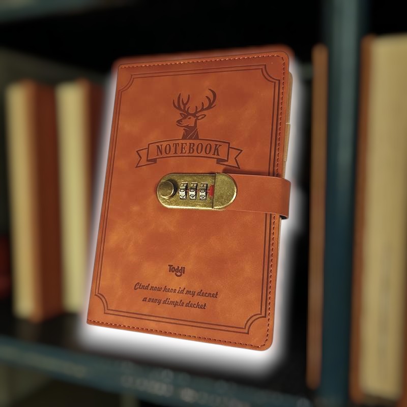 Gambar produk Toddi Buku Jurnal Leather Notebook Diary 80GSM 265 Halaman with Lock - TD-A5