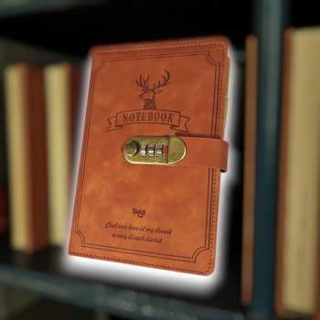 Gambar produk Toddi Buku Jurnal Leather Notebook Diary 80GSM 265 Halaman with Lock - TD-A5