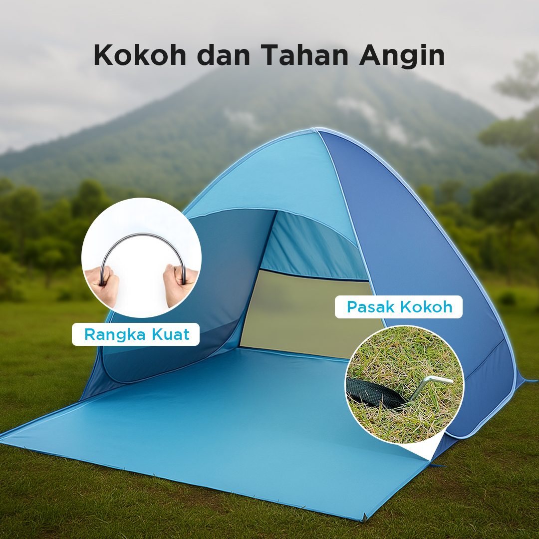 Gambar produk Top Lander Tenda Camping Lipat Otomatis 2-4 Orang Single Layer - TL9