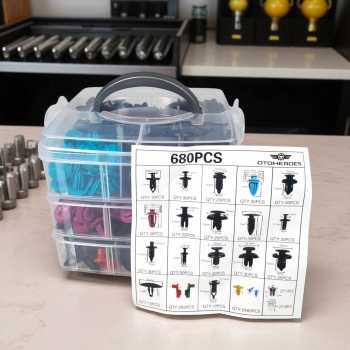 Gambar produk OTOHEROES Baut Rivet Mobil Joint Clip dengan Pengungkit 680 PCS - HS014