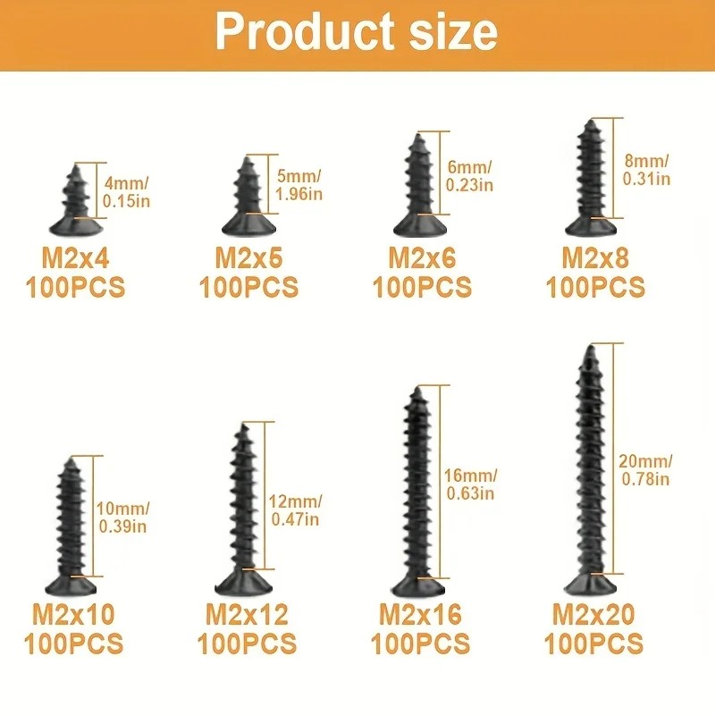 Gambar produk VKKM Sekrup M2 Self Tapping Screw Carbon Steel 4-20mm 800 PCS - V80