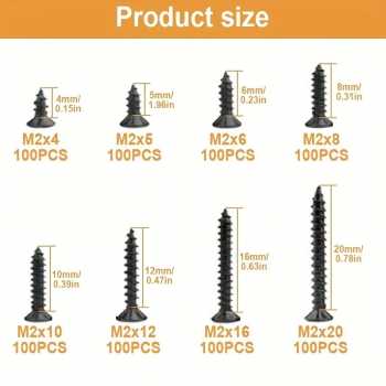 Gambar produk VKKM Sekrup M2 Self Tapping Screw Carbon Steel 4-20mm 800 PCS - V80