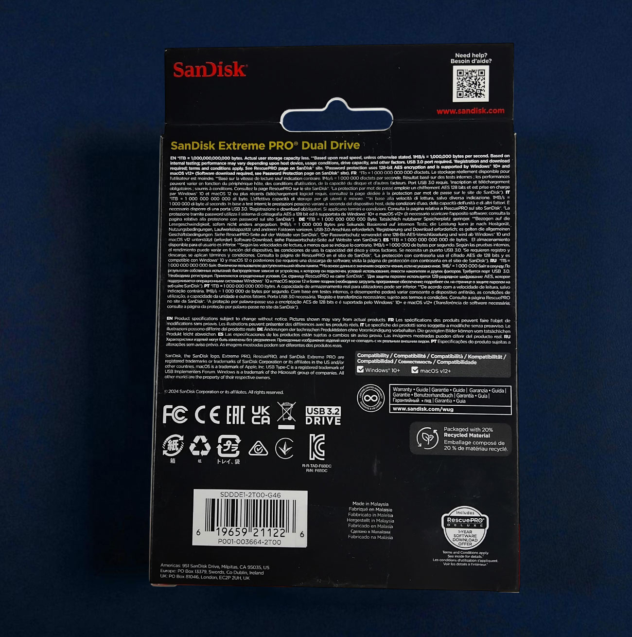 Gambar produk SanDisk Extreme PRO USB Dual Drive Up to 1000MB/s USB Type-C USB3.2 2TB - SDDDE1