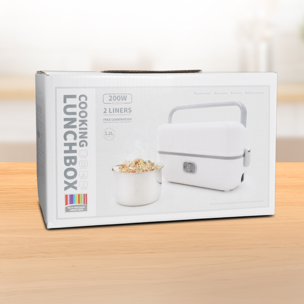 Gambar produk ANYTRP Kotak Makan Pemanas Elektrik Single Layer Lunch Box 2 Bowl 1.2L - DFH-C01
