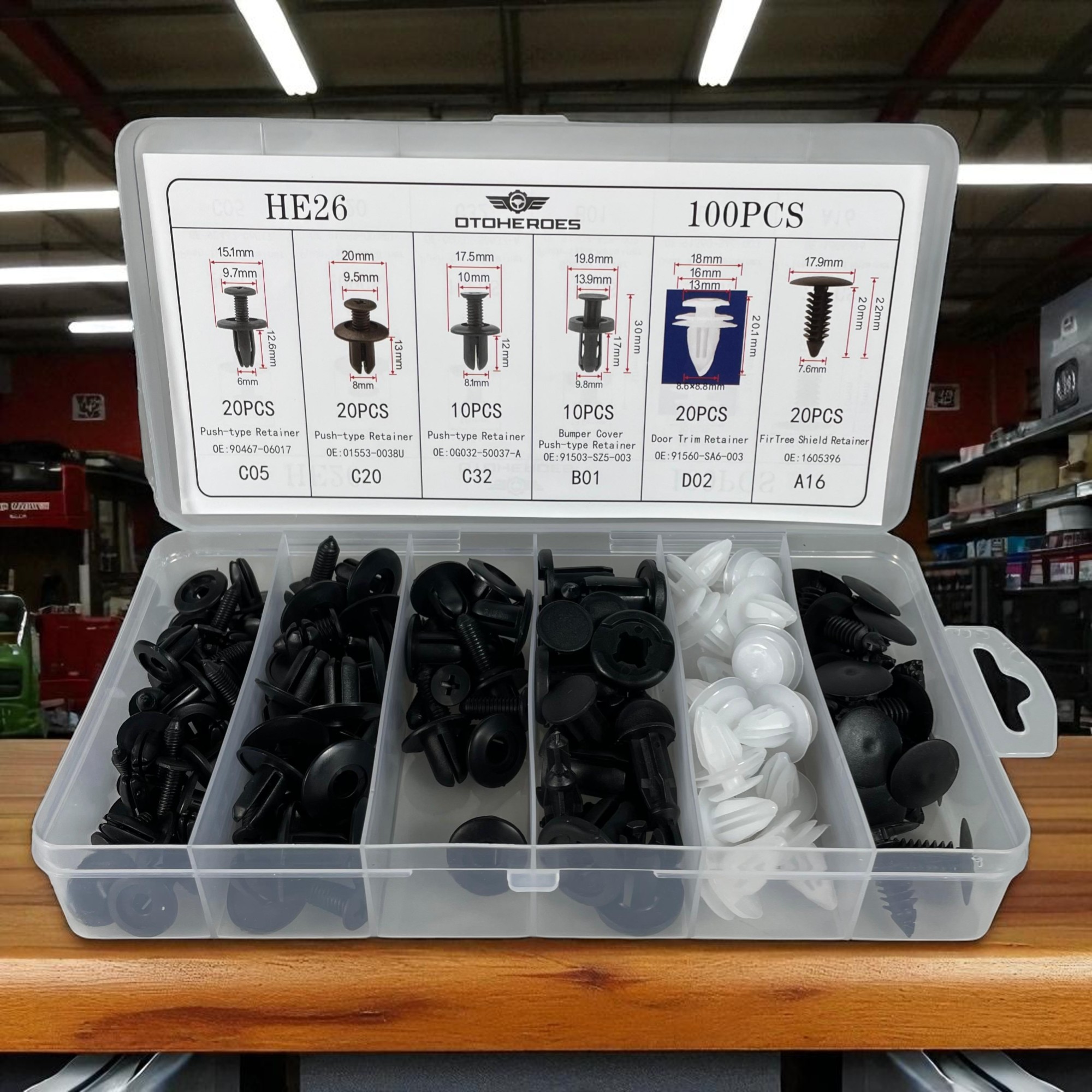 Gambar produk OTOHEROES Klip Kancing Mobil Baut Rivet Plier Clip Trim Panel 105 PCS - HE26