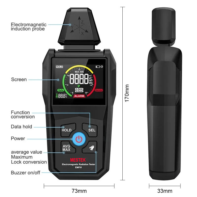 Gambar produk Mestek Alat Deteksi Radiasi Elektromagnetik 3in1 EMF Detector Portable - EMF01