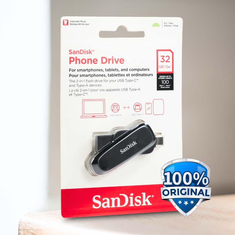 Gambar produk SanDisk Dual-Interface Phone Drive Android USB Type C 3.2 Gen 1 32GB - SDDDC6