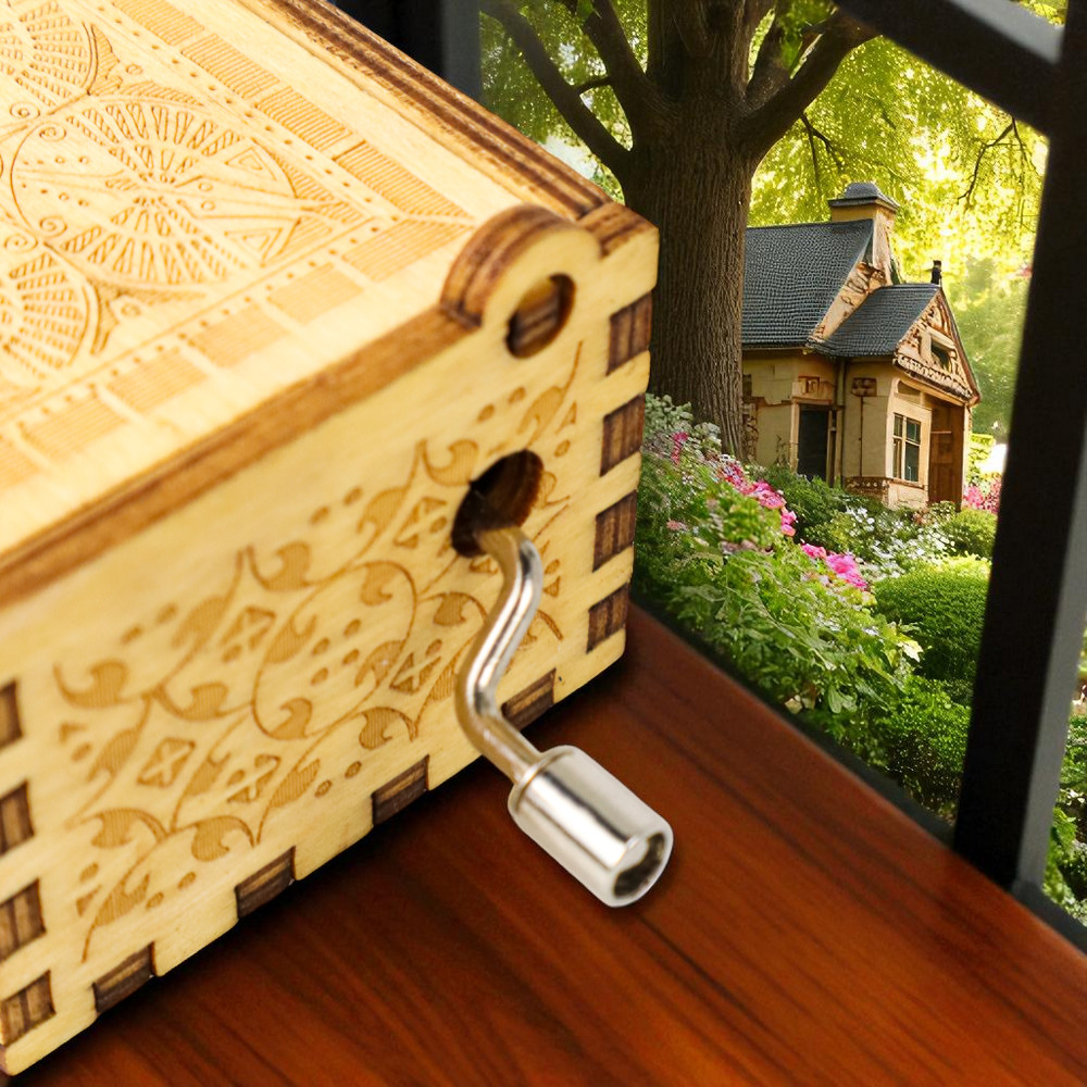 Gambar produk Anpro Kotak Musik Antik Wooden Music Box Engraving Harry Potter - ADQ0194