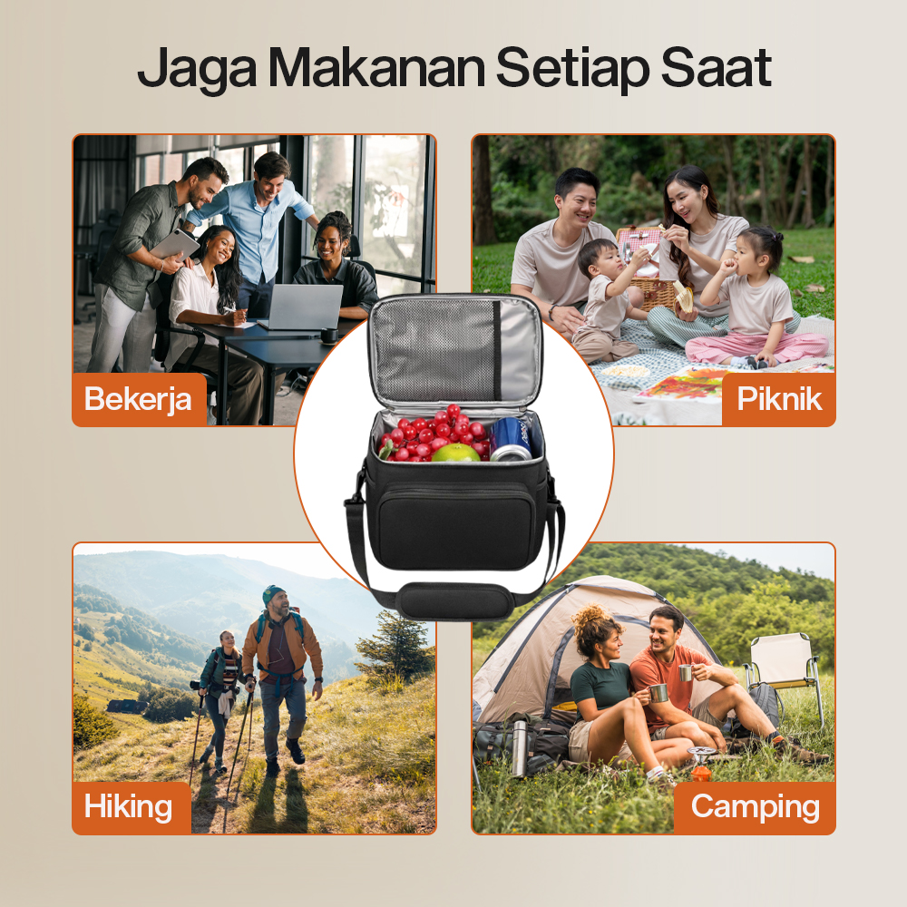 Gambar produk WILLSTAR Tas Piknik Hot and Cold Insulated Lunch Bag Leakproof 10L - WS25