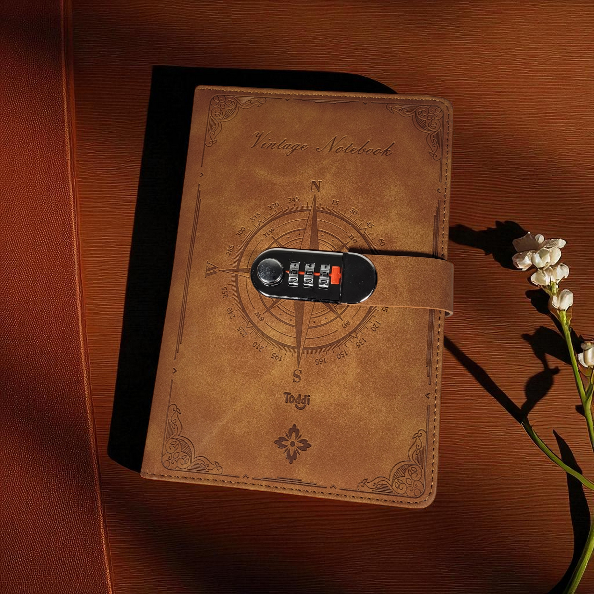 Gambar produk Toddi Buku Jurnal Leather Diary 200 Halaman Grid A5 with Lock - TD22