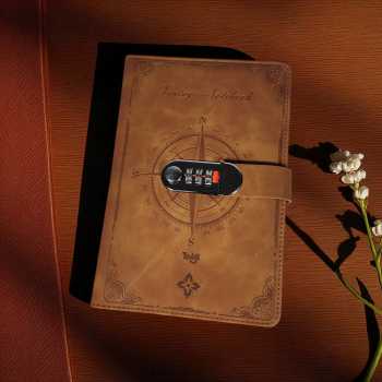 Gambar produk Toddi Buku Jurnal Leather Diary 200 Halaman Grid A5 with Lock - TD22