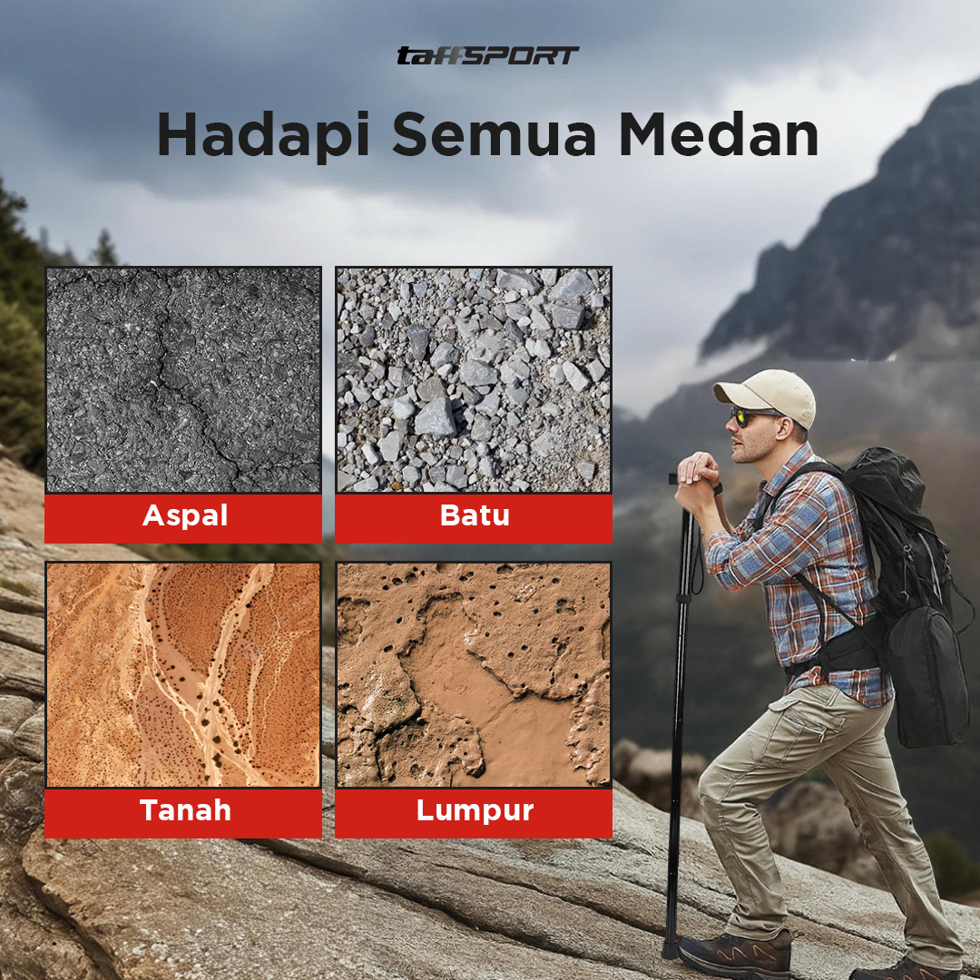 Gambar produk TaffSPORT Tongkat Hiking Lipat Trekking Pole Aluminium Alloy 92.5cm - Z4