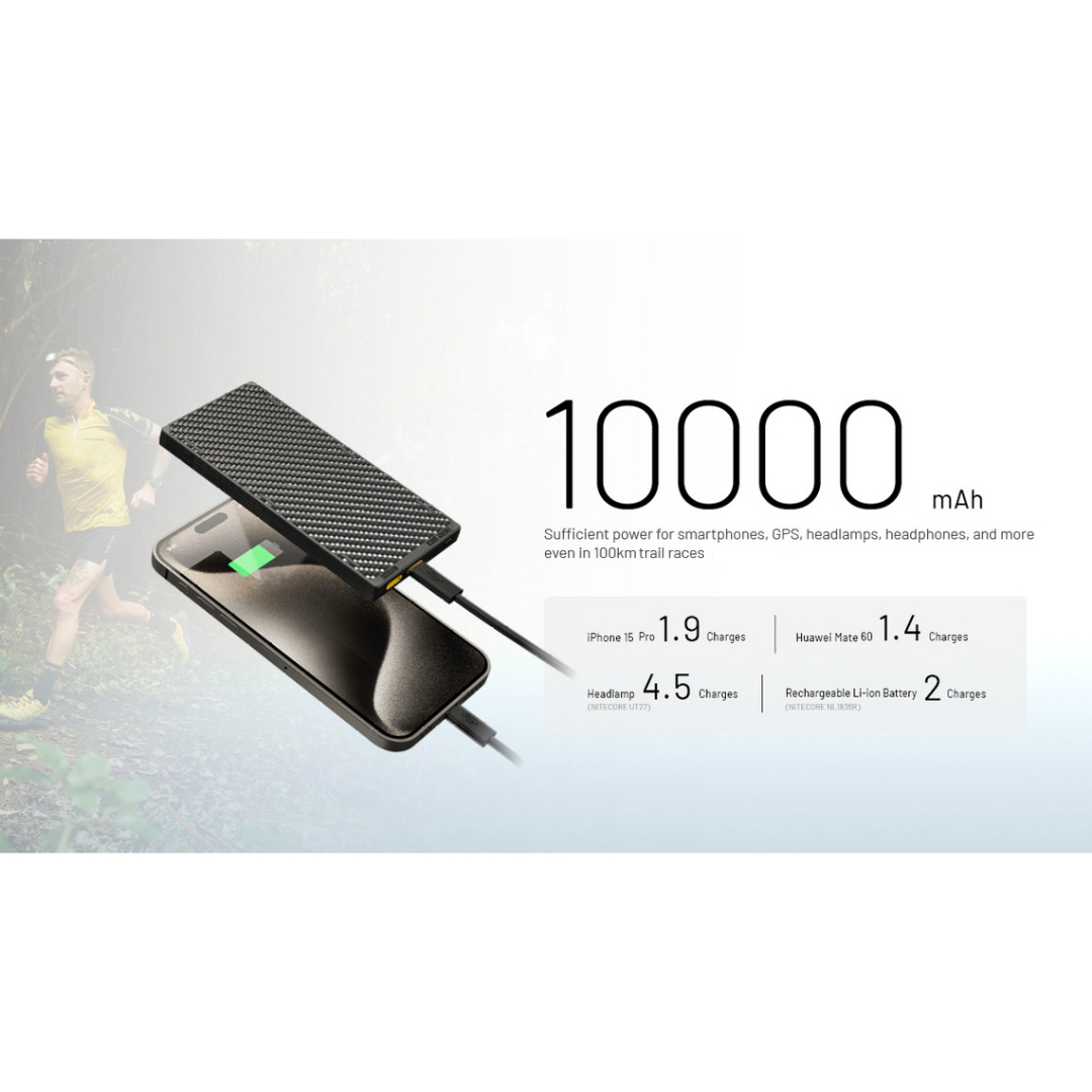 Gambar produk NITECORE Power Bank 10000mAh PD QC Carbon Fiber IPX5 Dual Type C 22.5W - NB10000 GEN3